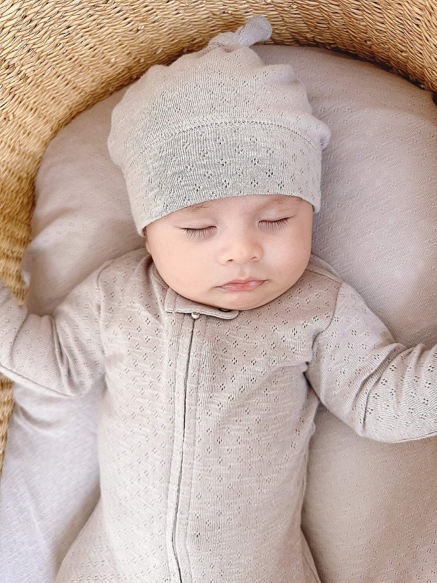 Organic Pointelle 2-Way Zipper Footie - Cloud by Loved Baby - Image 5
