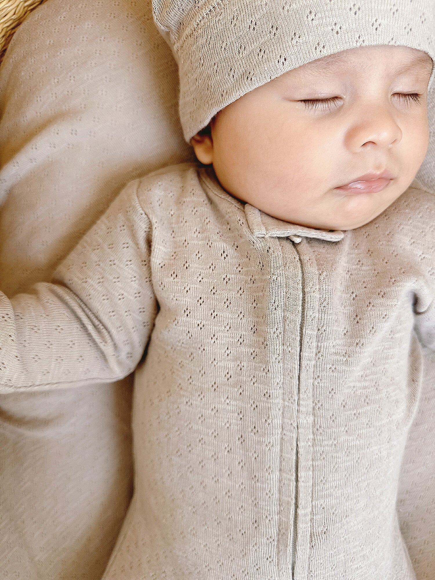 Organic Pointelle 2-Way Zipper Footie - Cloud by Loved Baby - Image 6