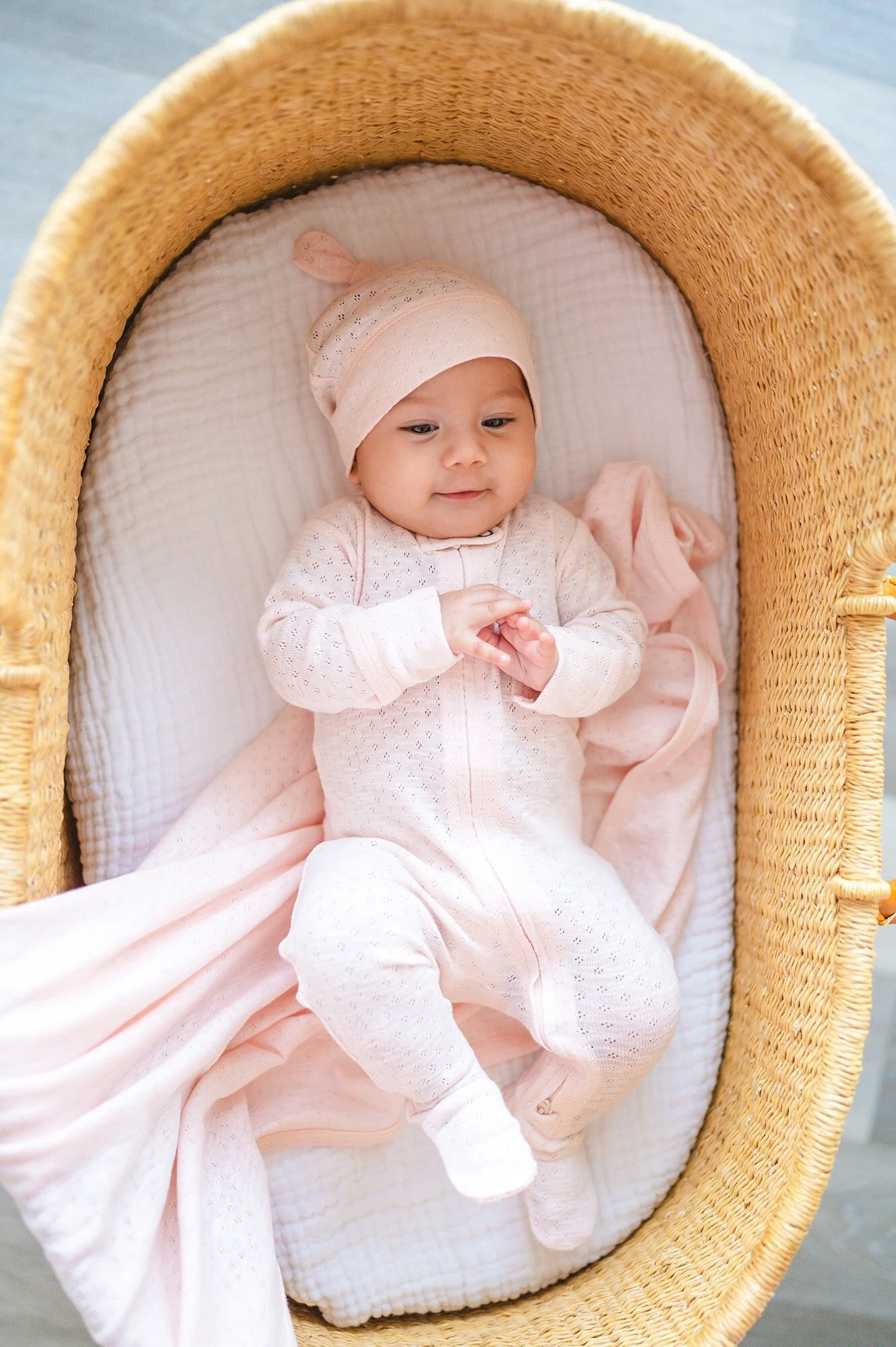 Organic Pointelle Knotted Hat - Cotton Candy by Loved Baby - Image 3