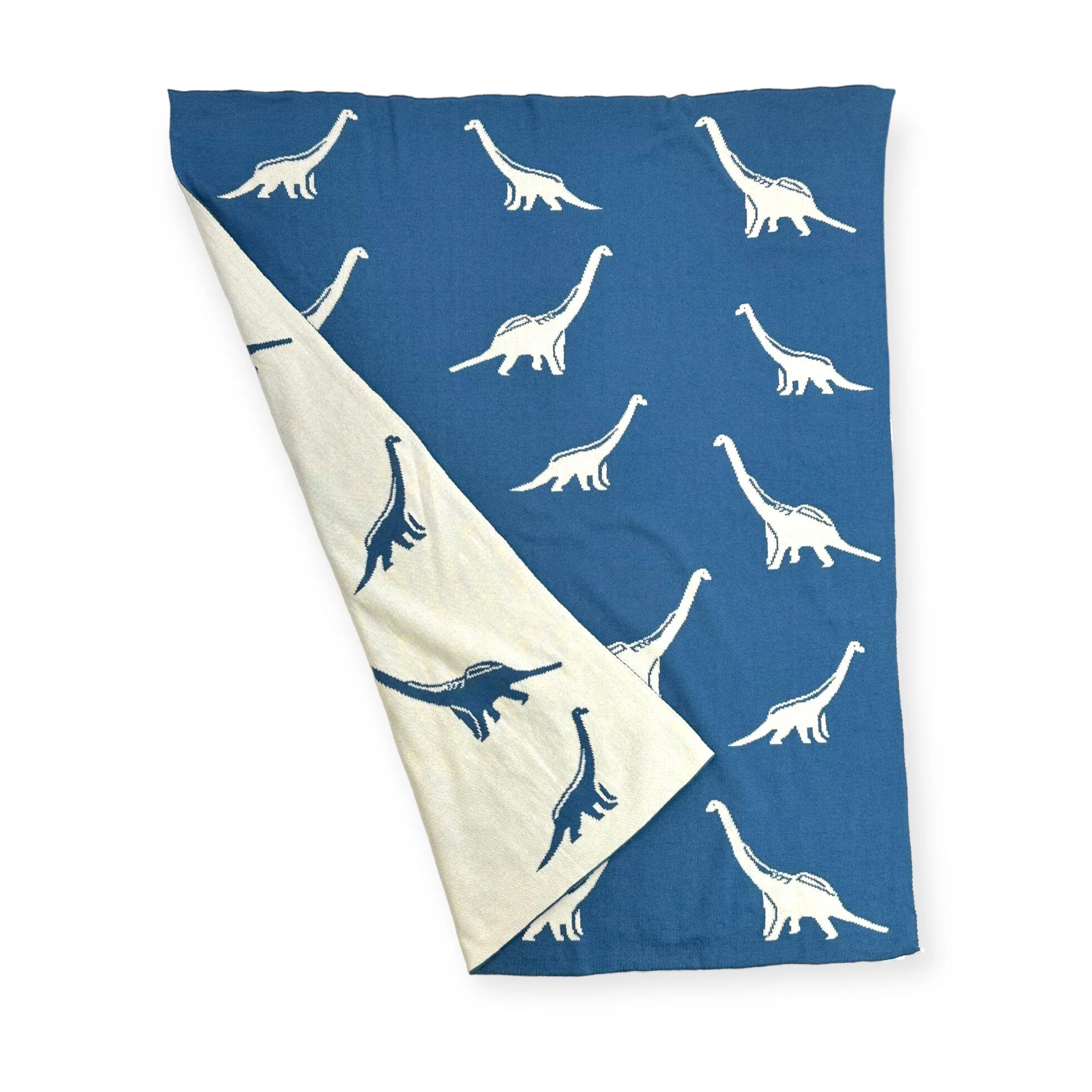 Organic Reversible Jacquard Sweater Knit Blanket - Dinosaur by Viverano Organics