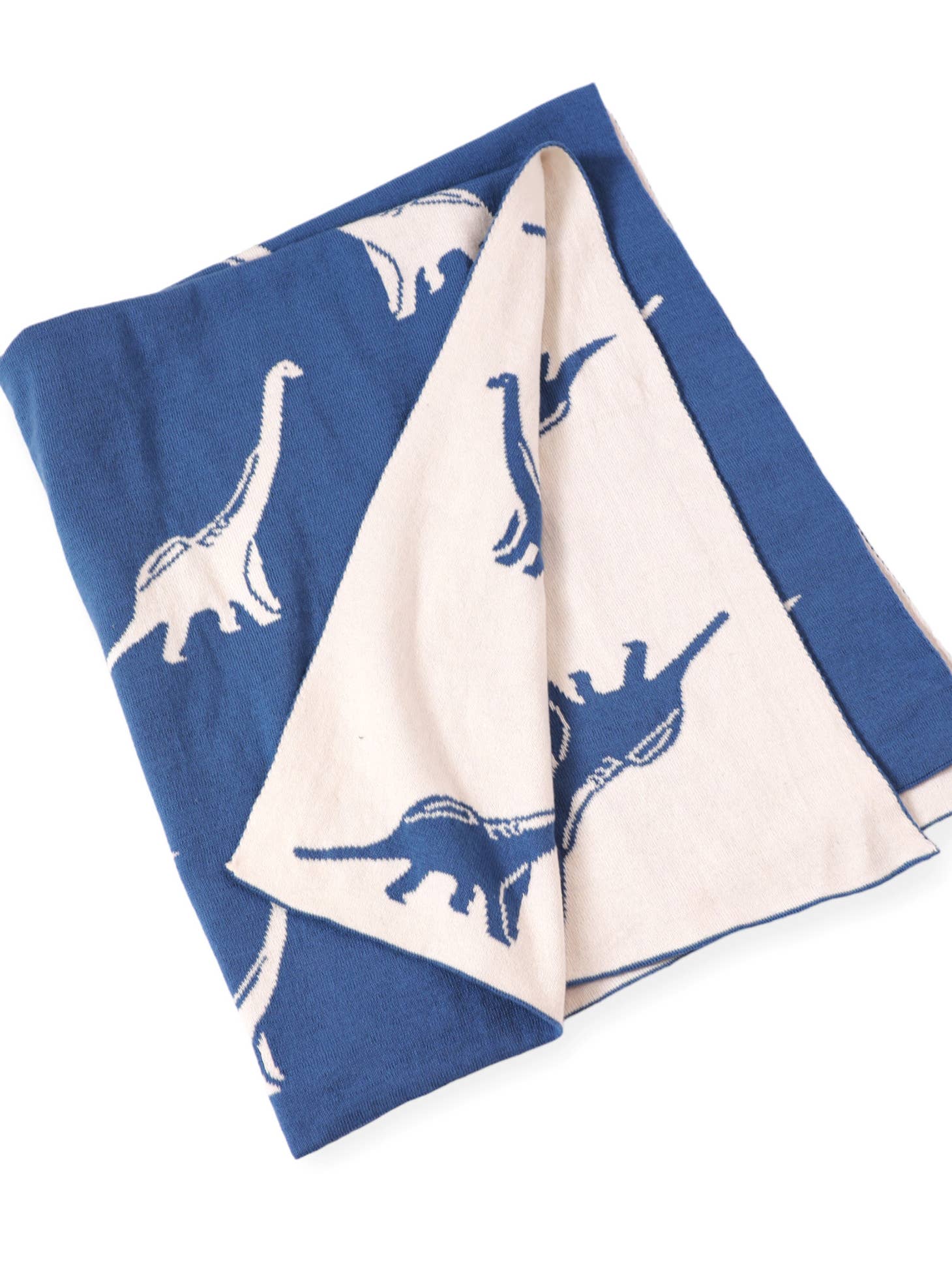 Organic Reversible Jacquard Sweater Knit Blanket - Dinosaur by Viverano Organics - Image 5