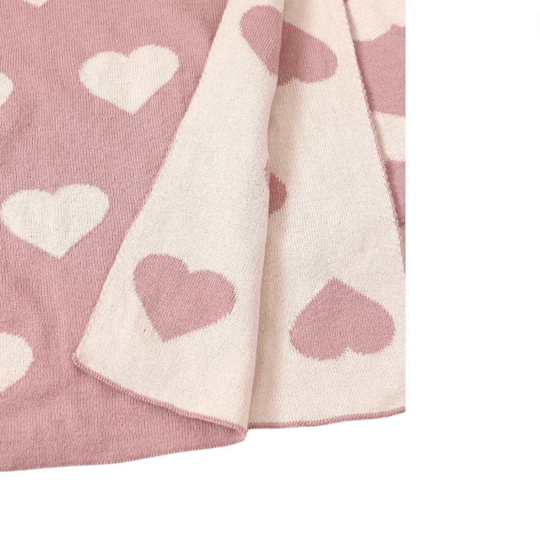 Organic Reversible Jacquard Sweater Knit Blanket - Hearts by Viverano Organics - Image 2