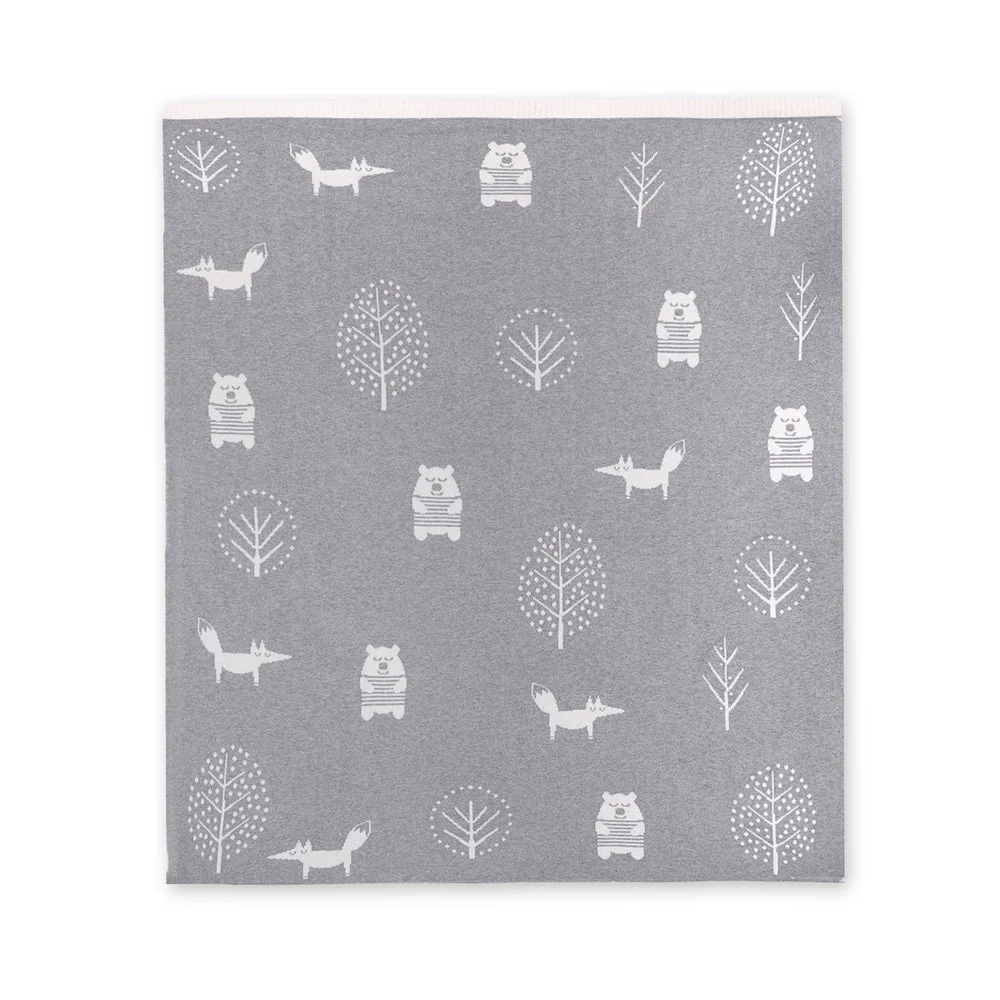 Organic Reversible Jacquard Sweater Knit Blanket - Into The Woods by Viverano Organics