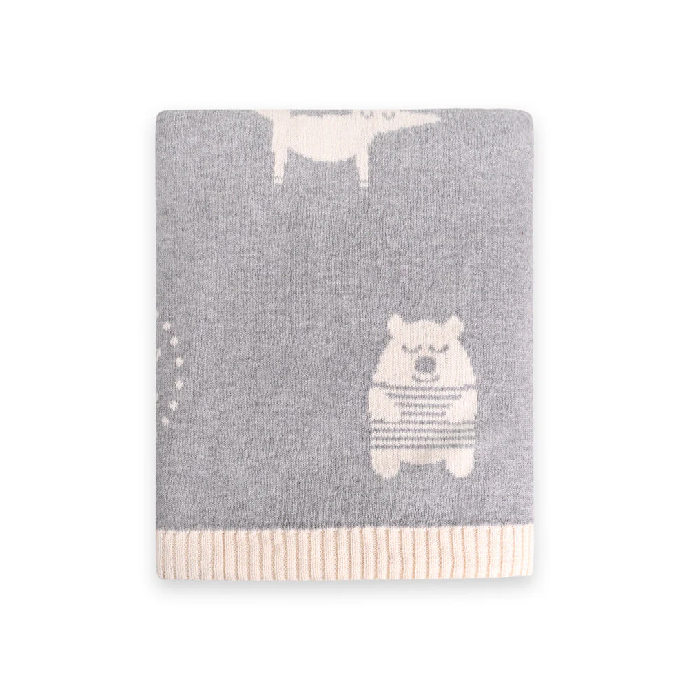 Organic Reversible Jacquard Sweater Knit Blanket - Into The Woods by Viverano Organics - Image 5
