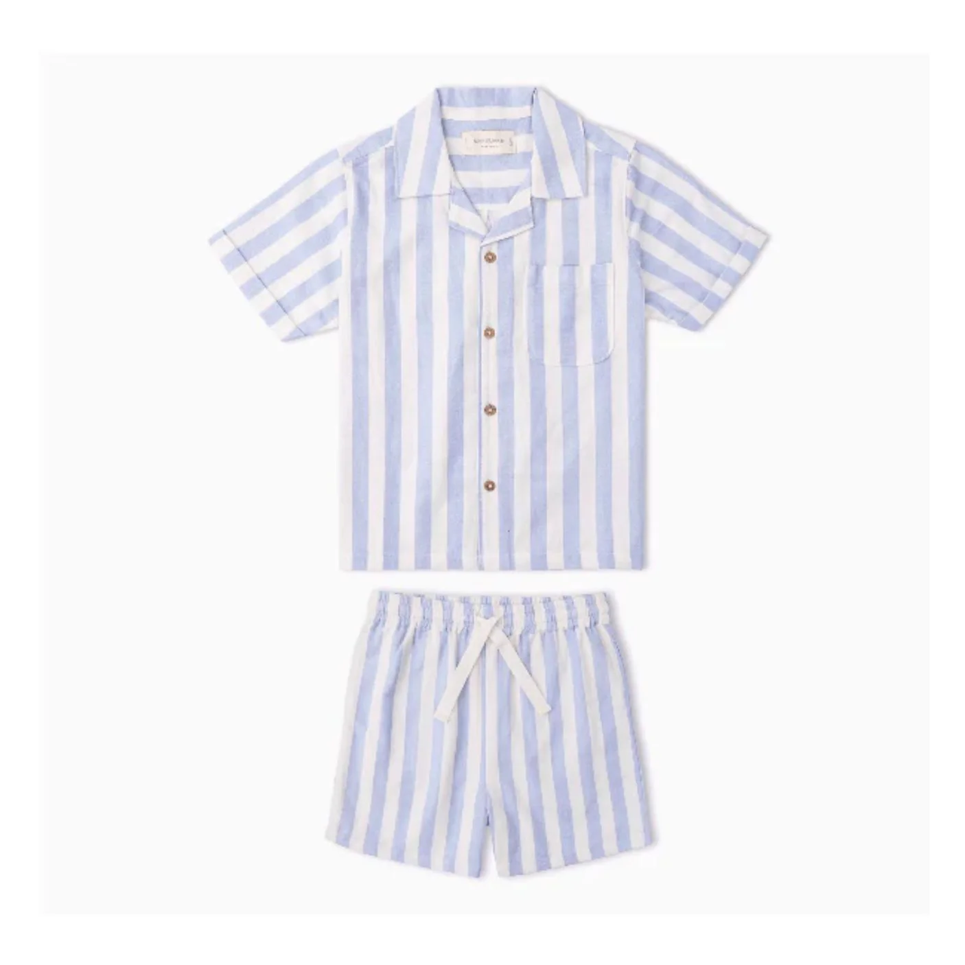 Organic Shirt & Shorts Set - Blue Stripes by Makemake Organics