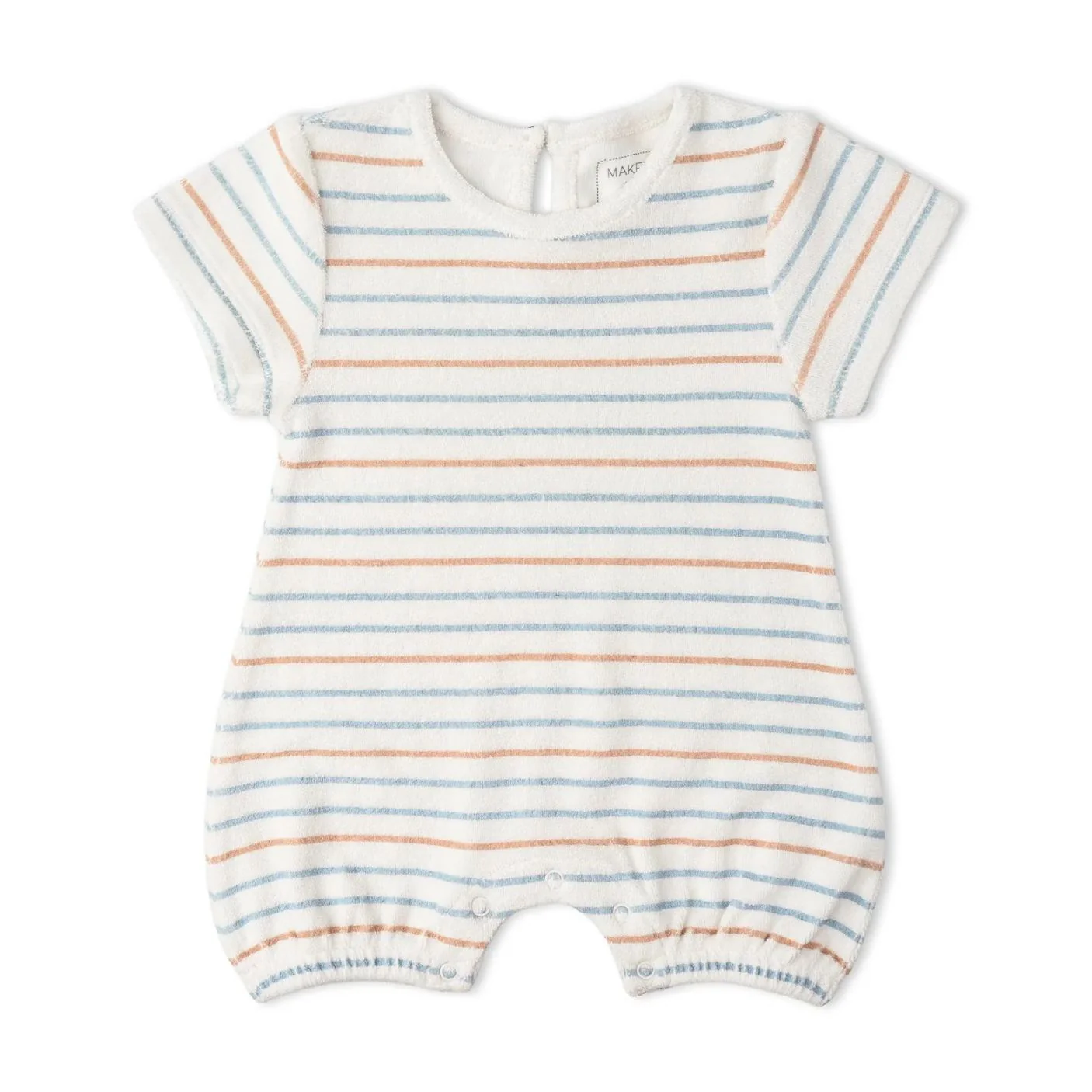 Organic Short Romper - Cabana Stripes by Makemake Organics
