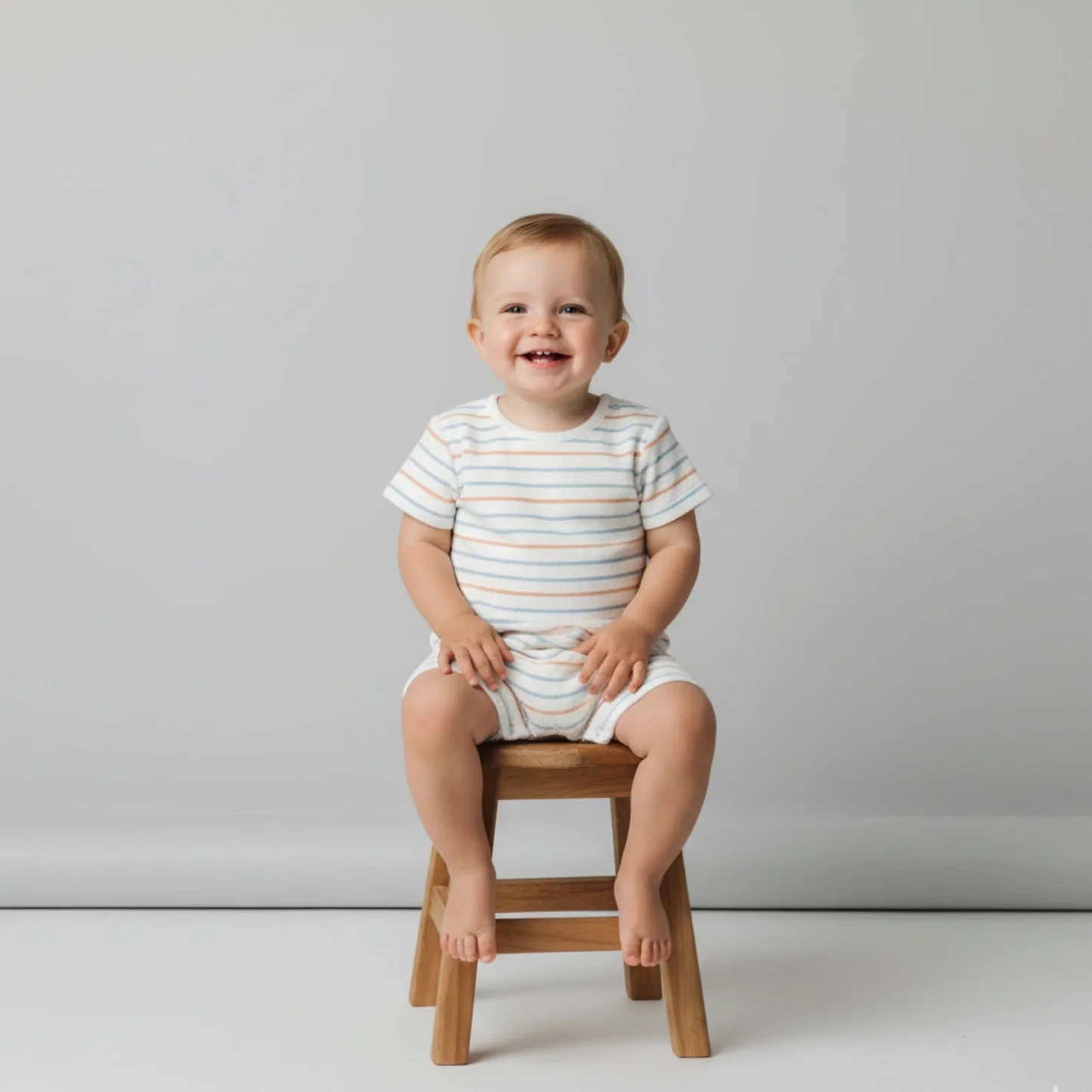 Organic Short Romper - Cabana Stripes by Makemake Organics - Image 2