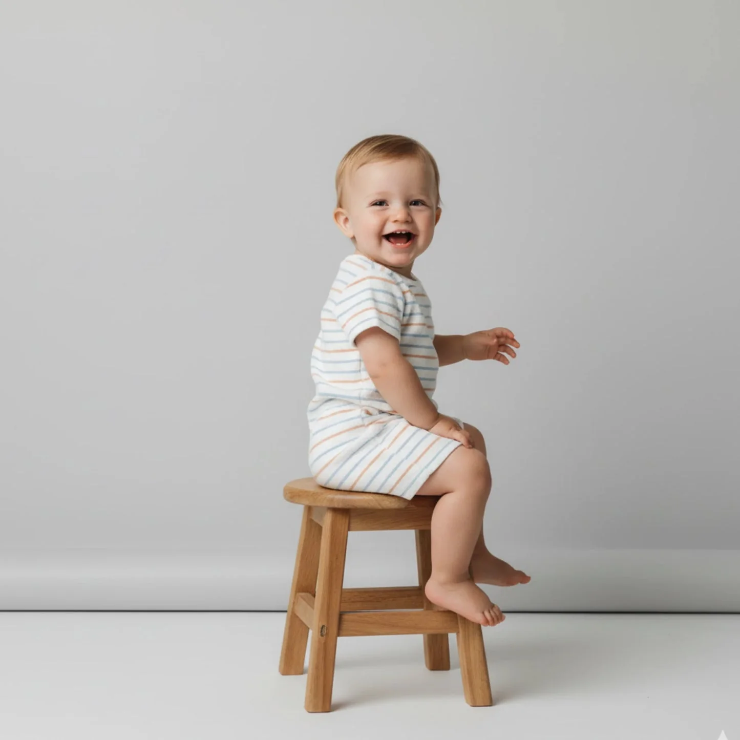 Organic Short Romper - Cabana Stripes by Makemake Organics - Image 3