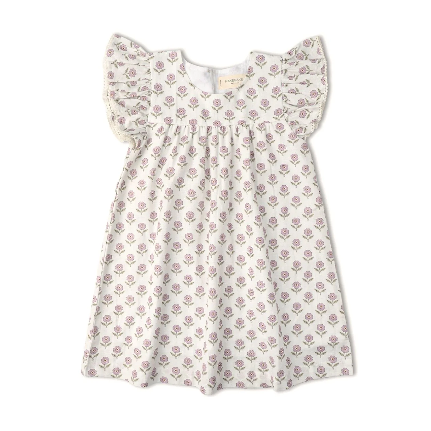 Organic Short Sleeve Flutter Dress - Lavender by Makemake Organics