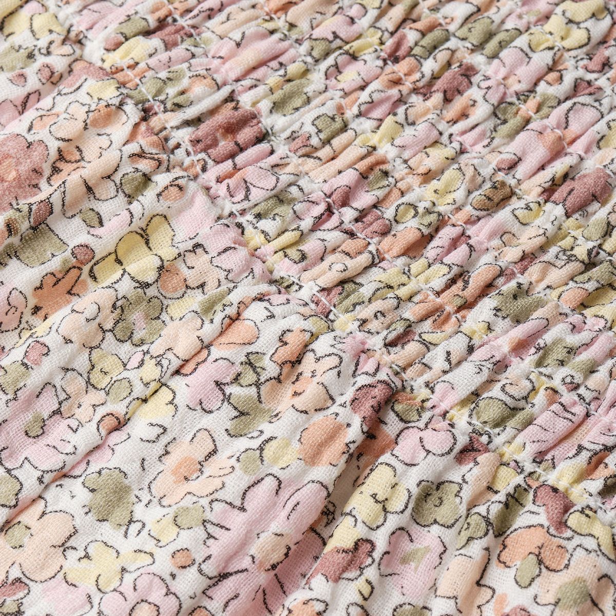 Organic Smocked Jumpsuit - Pastel Bloom by Makemake Organics - Image 5