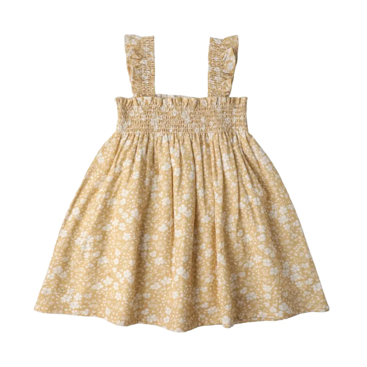 Organic Smocked Sundress - Yellow Blossom by Makemake Organics