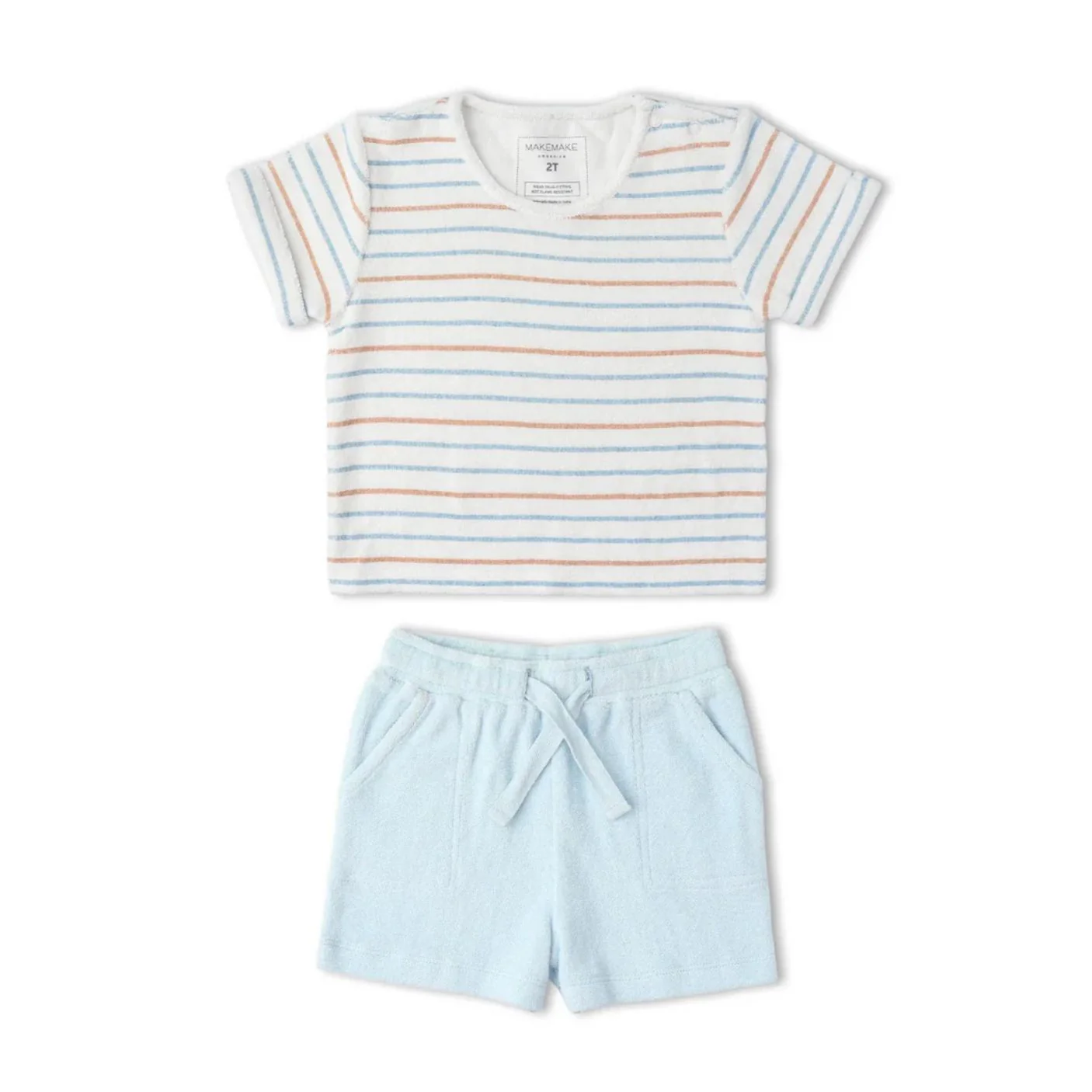 Organic Terry Tee & Shorts Set - Cabana Stripes by Makemake Organics