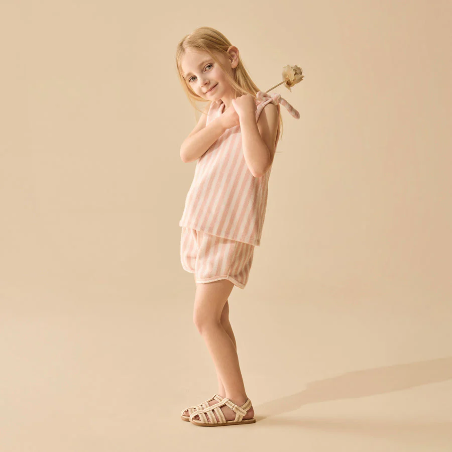 Organic Terry Tie Short - Strawberry Wave by Wilson & Frenchy - Image 2