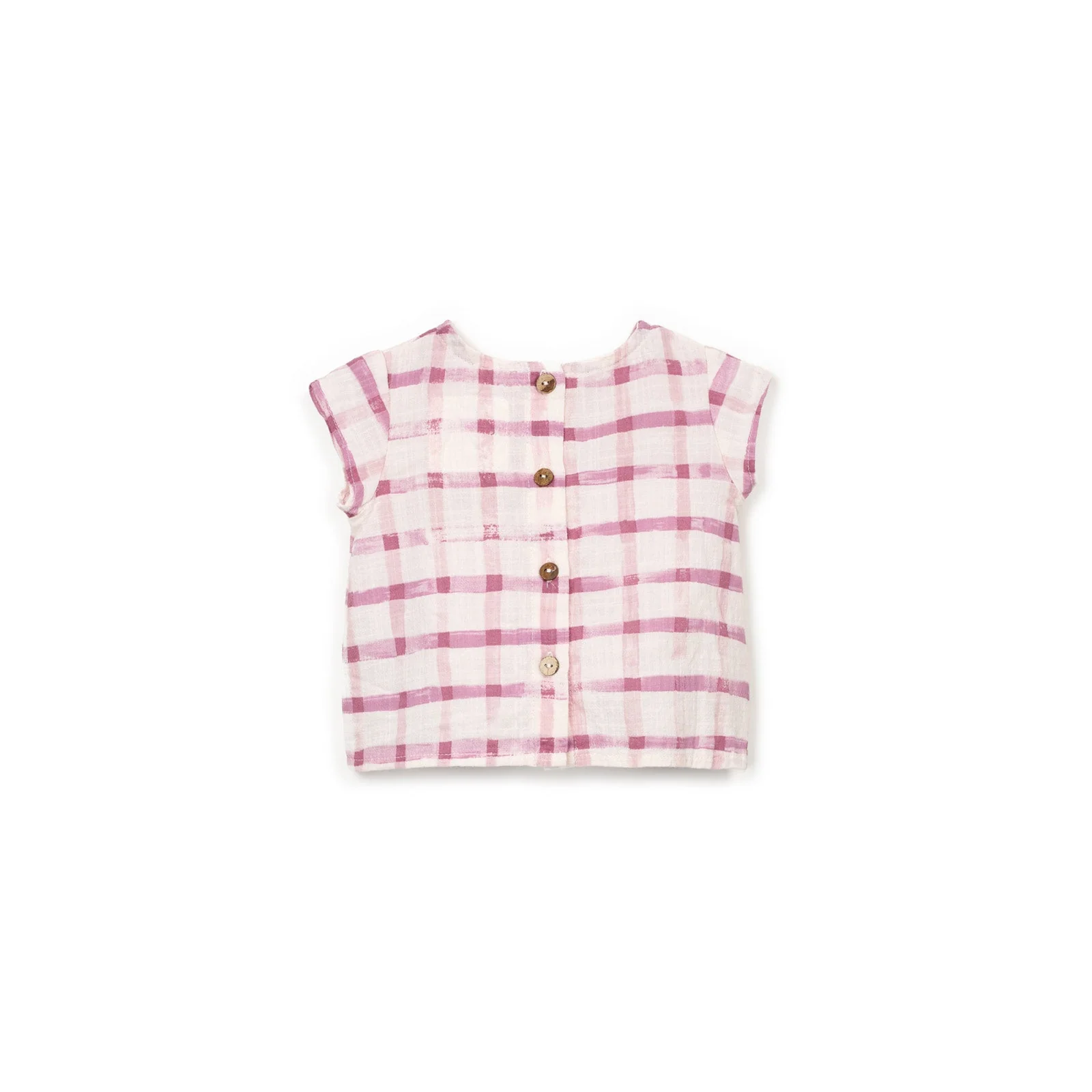 Organic Woven Tunic - Fuchsia Check by Play Up - Image 2