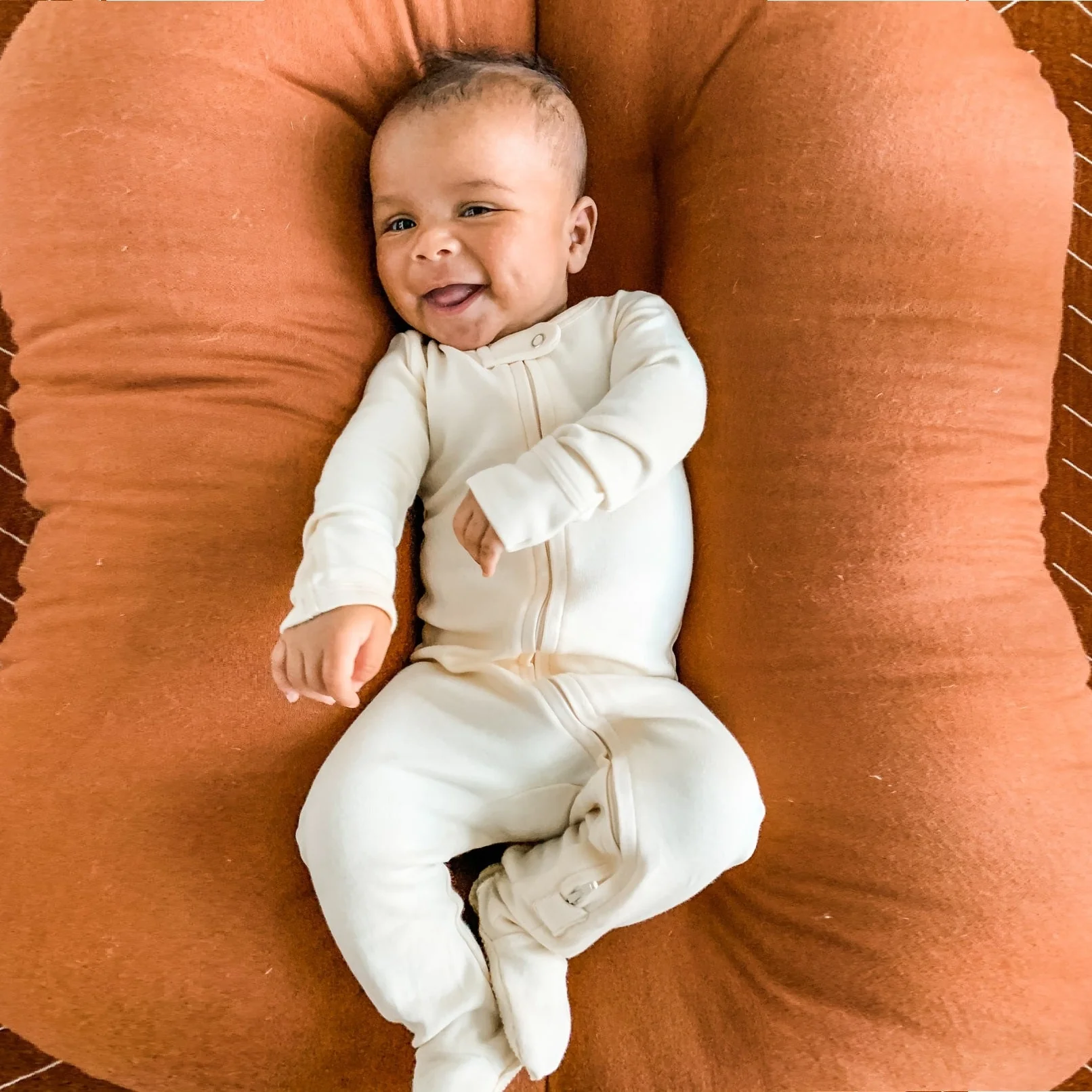 Organic Zipper Footie - Buttercream by Loved Baby - Image 3