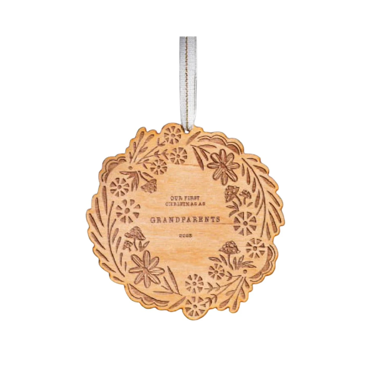 Our First Christmas As Grandparents Wreath Wood Ornament - 2025 by Hereafter - FINAL SALE