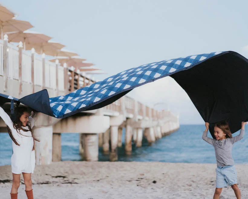 Outdoor Blanket 5'x10' - Navy Plaid by Little Unicorn - Image 3