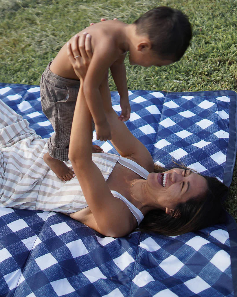 Outdoor Blanket 5'x5' - Navy Plaid by Little Unicorn - Image 2