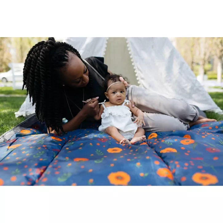 Outdoor Blanket 5'x5' - Midnight Poppy by Little Unicorn - Image 3