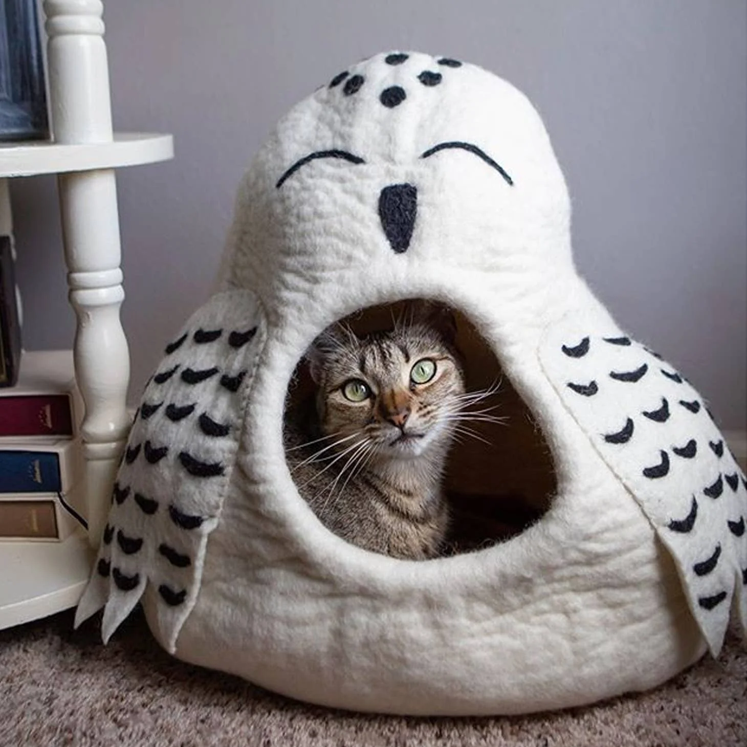 Owl Wool Pet Cave - Snowy by Dharma Dog Karma Cat - Image 2