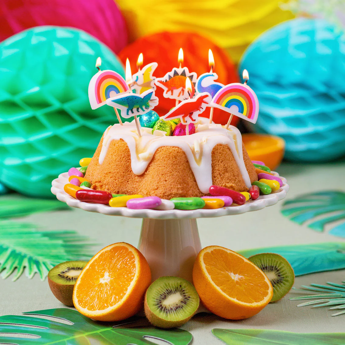 Party Dinosaur Birthday Candles 5 Pack by Talking Tables - Image 2