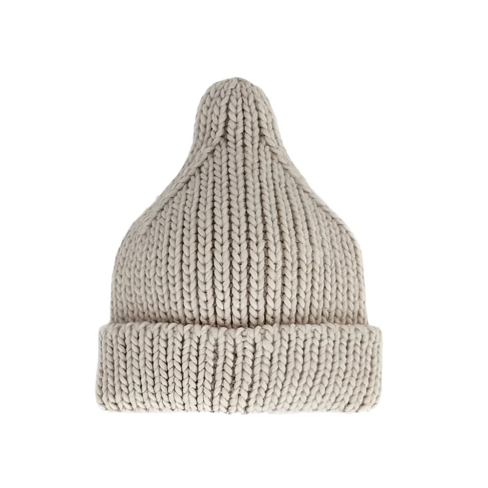 Peak Knit Beanie Hat - Oatmeal by Huggalugs