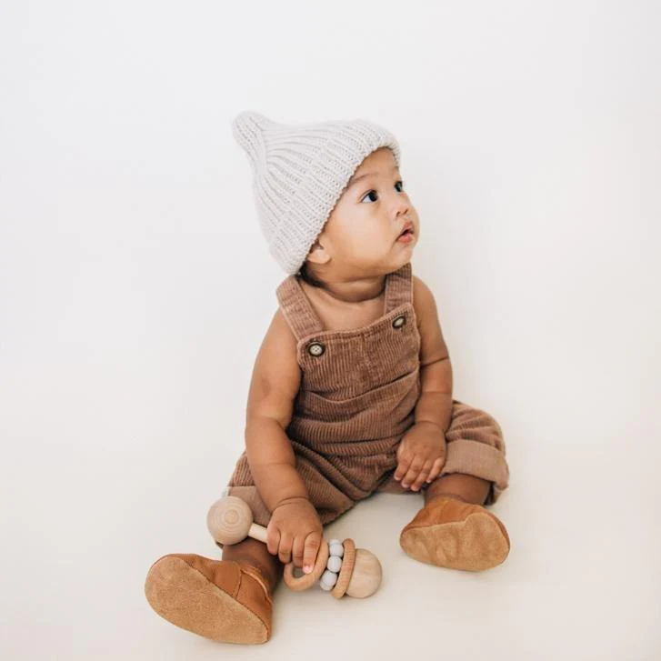 Peak Knit Beanie Hat - Oatmeal by Huggalugs - Image 2