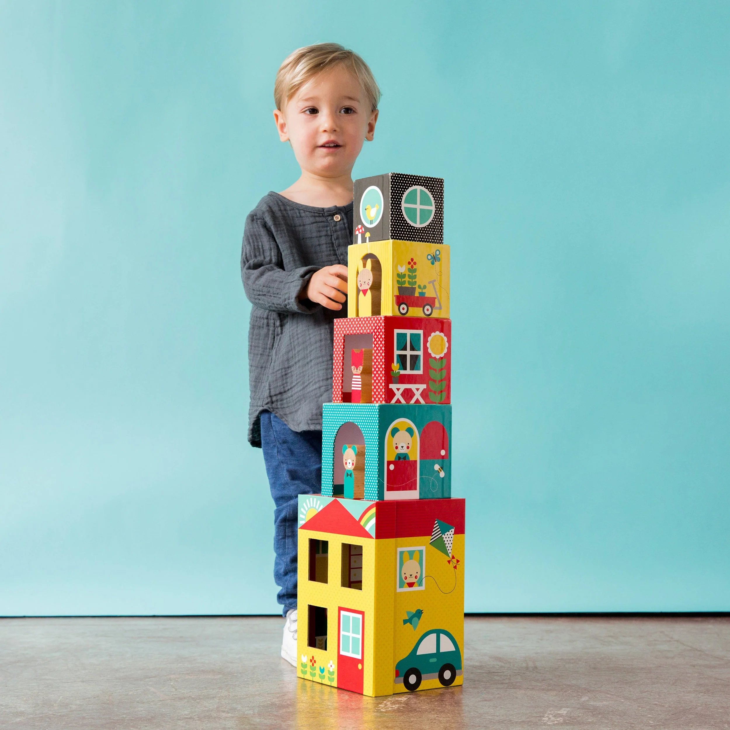 Peek-A-Boo House Stacking Blocks by Petit Collage - Image 3