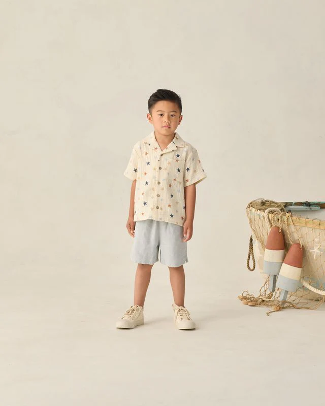 Perry Short - Heathered Light Blue by Rylee + Cru - Image 15
