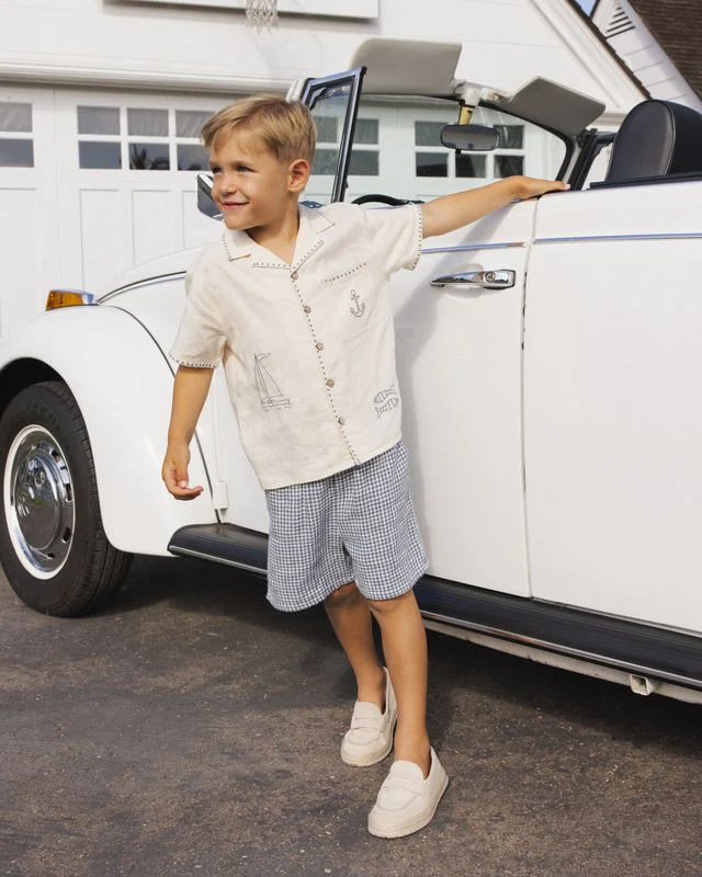 Perry Short - Marine Gingham by Rylee + Cru - Image 2