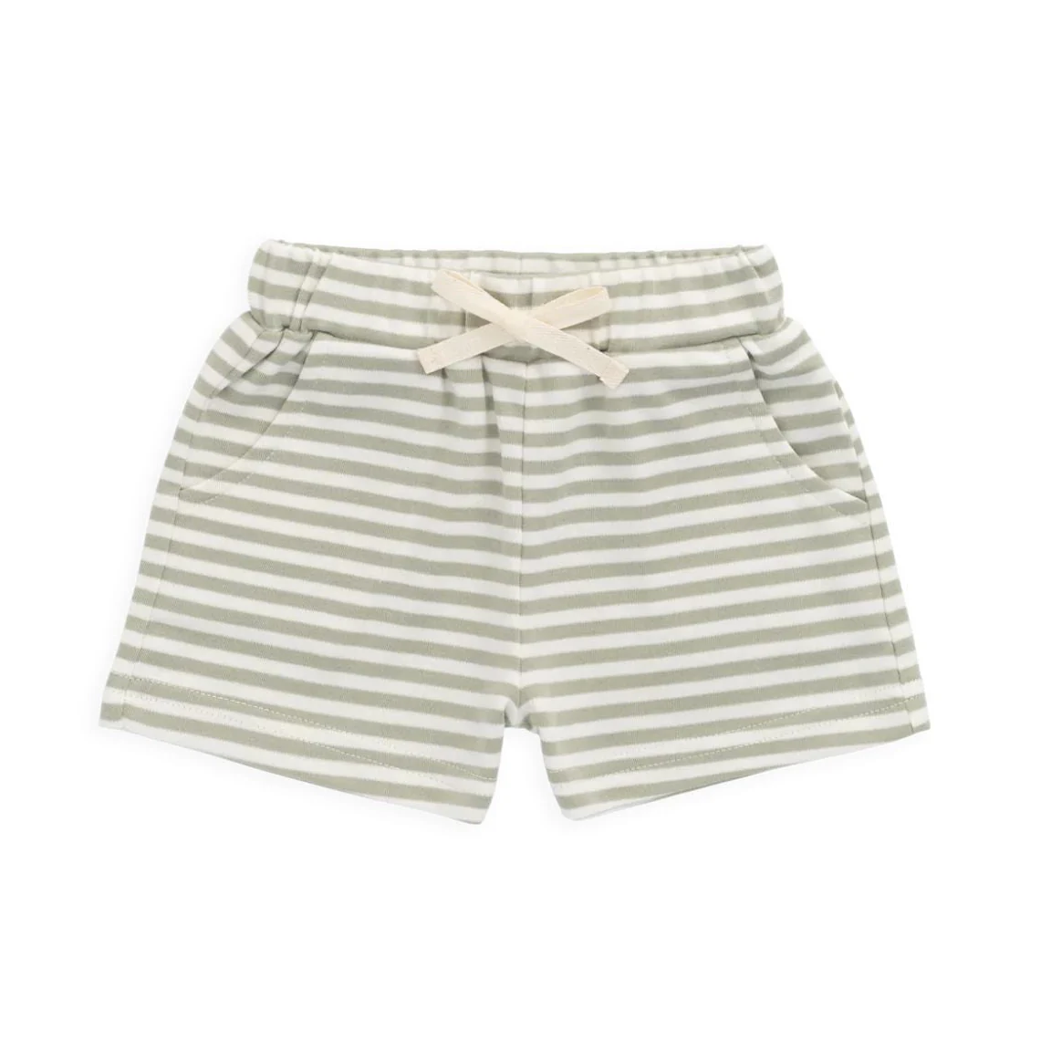 Pima Cotton Wesley Short - Narrow Stripe Lichen/Cloud by Jamie Kay
