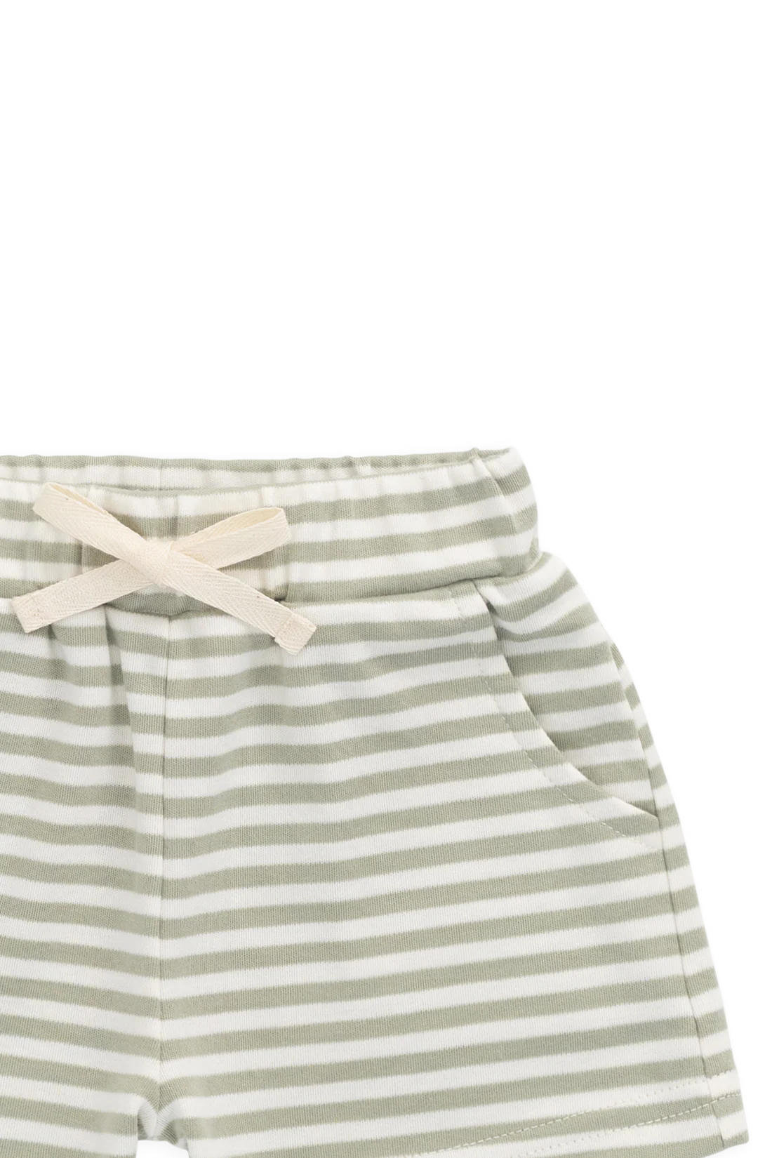 Pima Cotton Wesley Short - Narrow Stripe Lichen/Cloud by Jamie Kay - Image 2