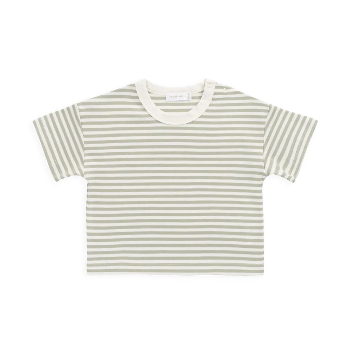 Pima Cotton Wesley Tee - Narrow Stripe Lichen/Cloud by Jamie Kay