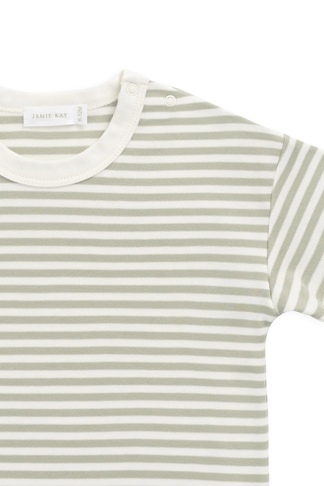 Pima Cotton Wesley Tee - Narrow Stripe Lichen/Cloud by Jamie Kay - Image 8