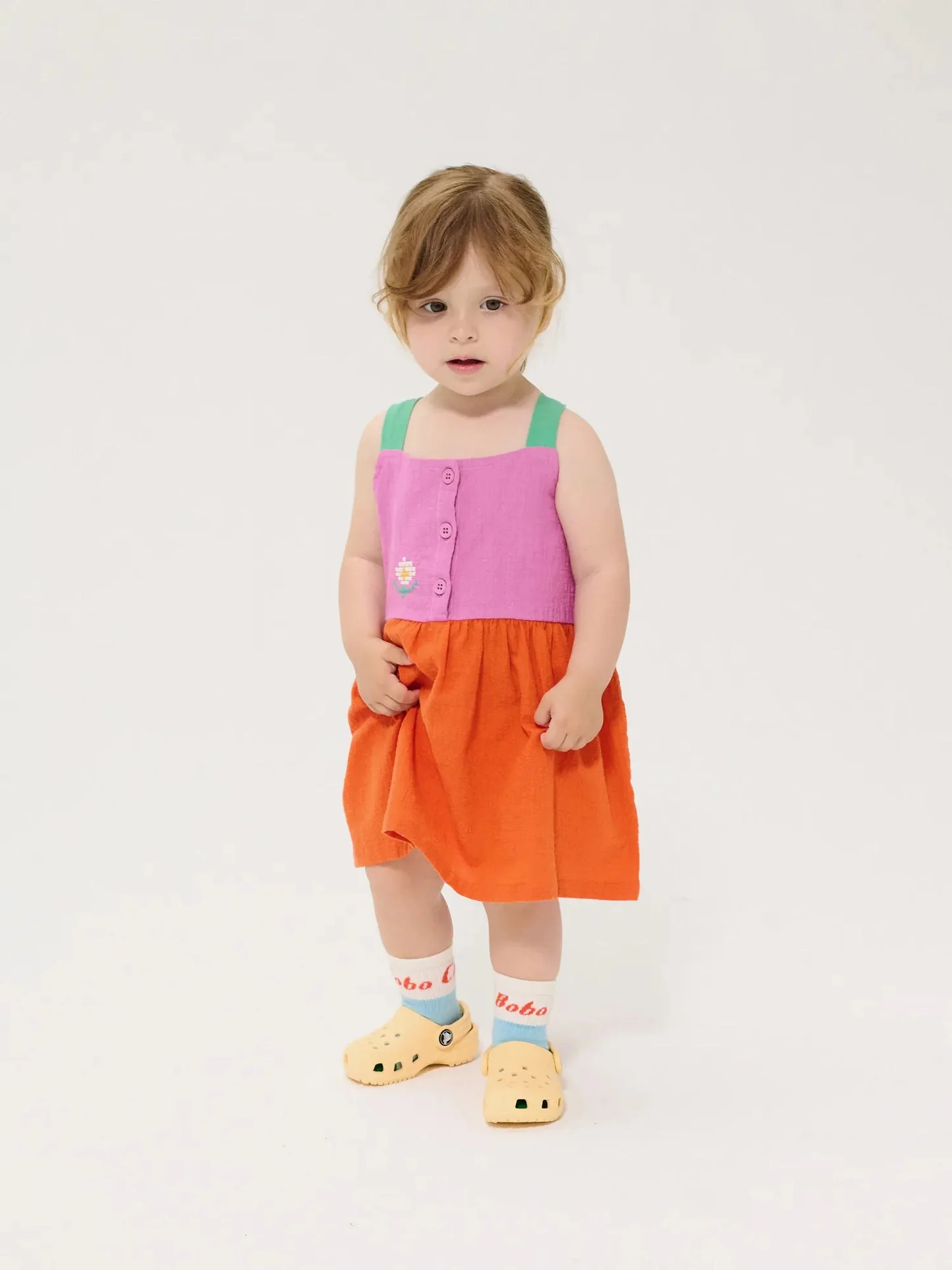 Pixel Daisy Color Block Woven Dress by Bobo Choses - FINAL SALE - Image 2