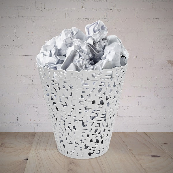 Plastic Letters Wastebasket - White by Balvi - Image 3