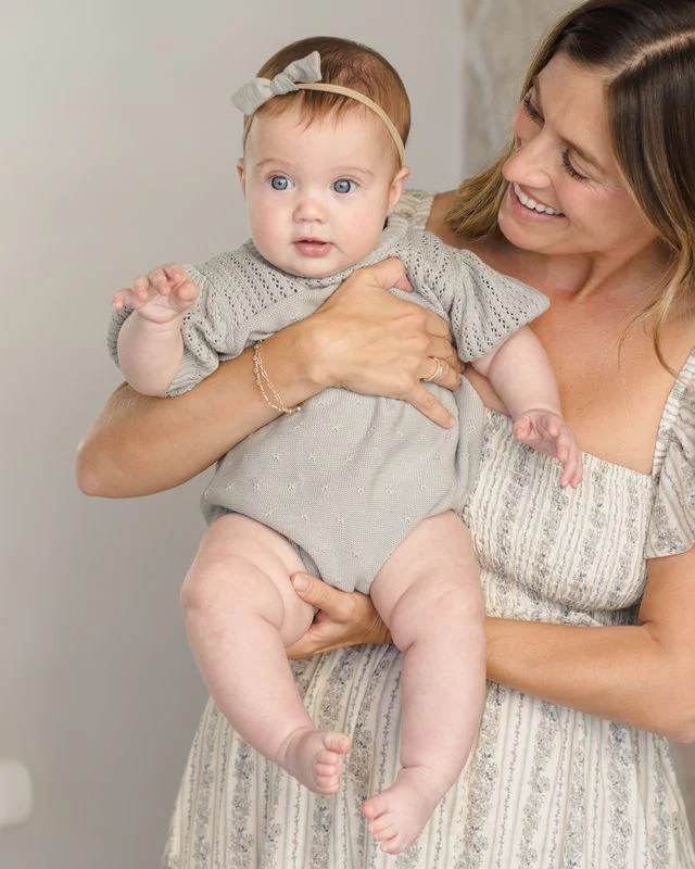 Pointelle Knit Romper - Sage by Quincy Mae - Image 3
