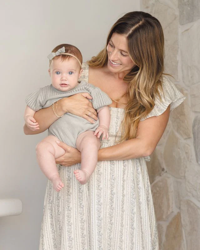 Pointelle Knit Romper - Sage by Quincy Mae - Image 5