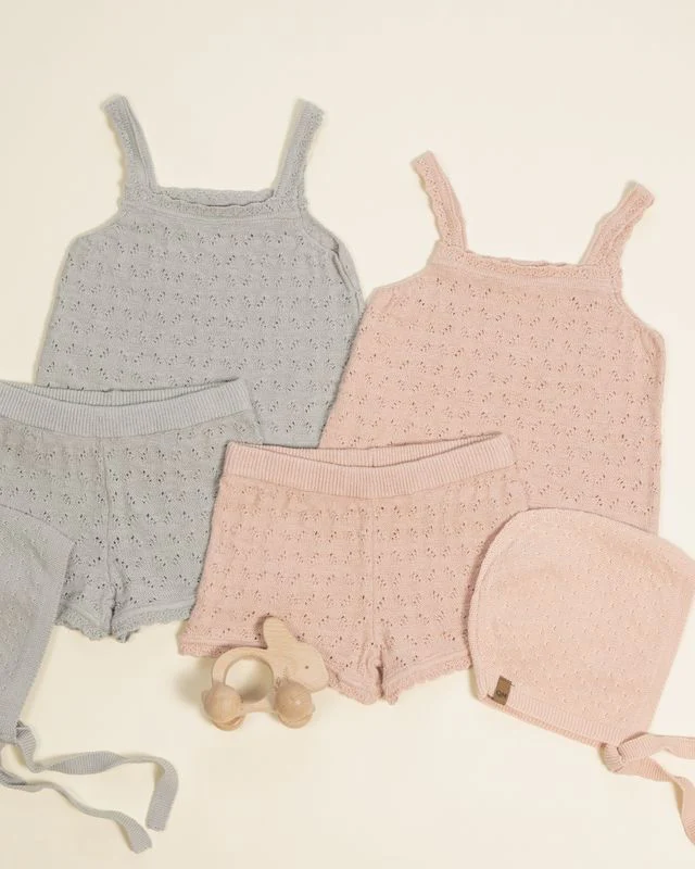 Pointelle Knit Tank + Short Set - Melon by Quincy Mae - Image 3