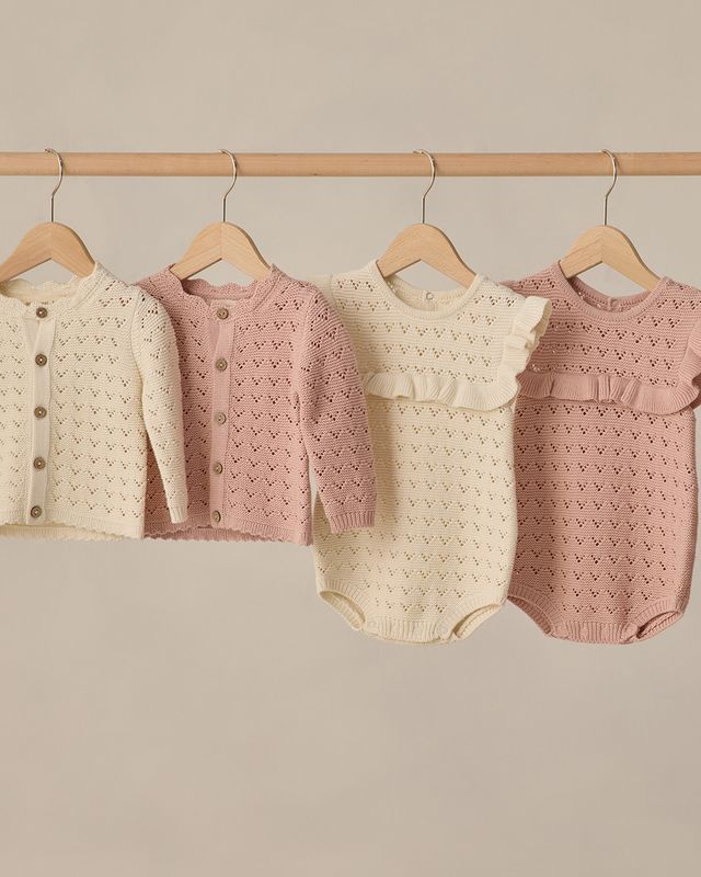 Pointelle Ruffle Romper - Natural by Quincy Mae - Image 11