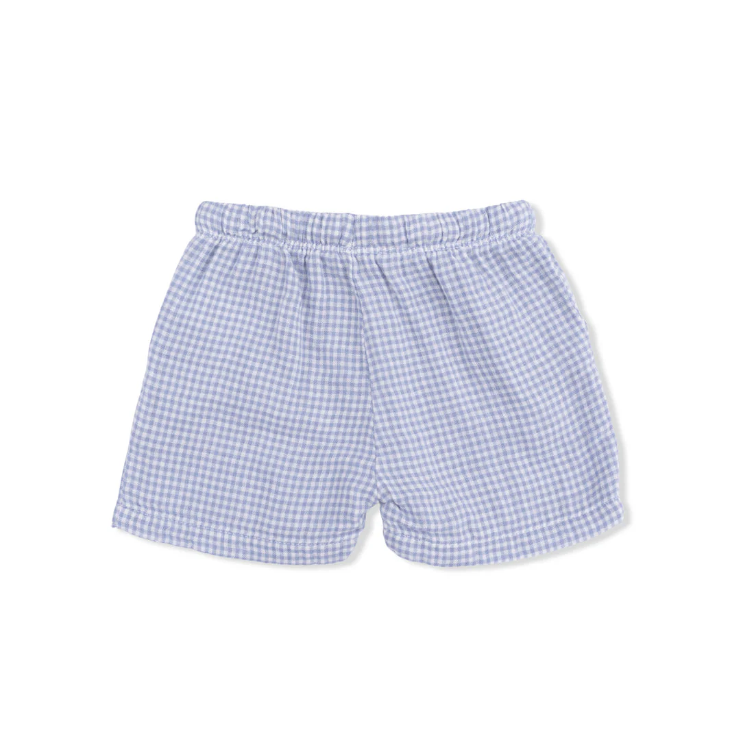Polo Button Up with Casual Short - Micro Gingham Blue Blizzard by Angel Dear - Image 6