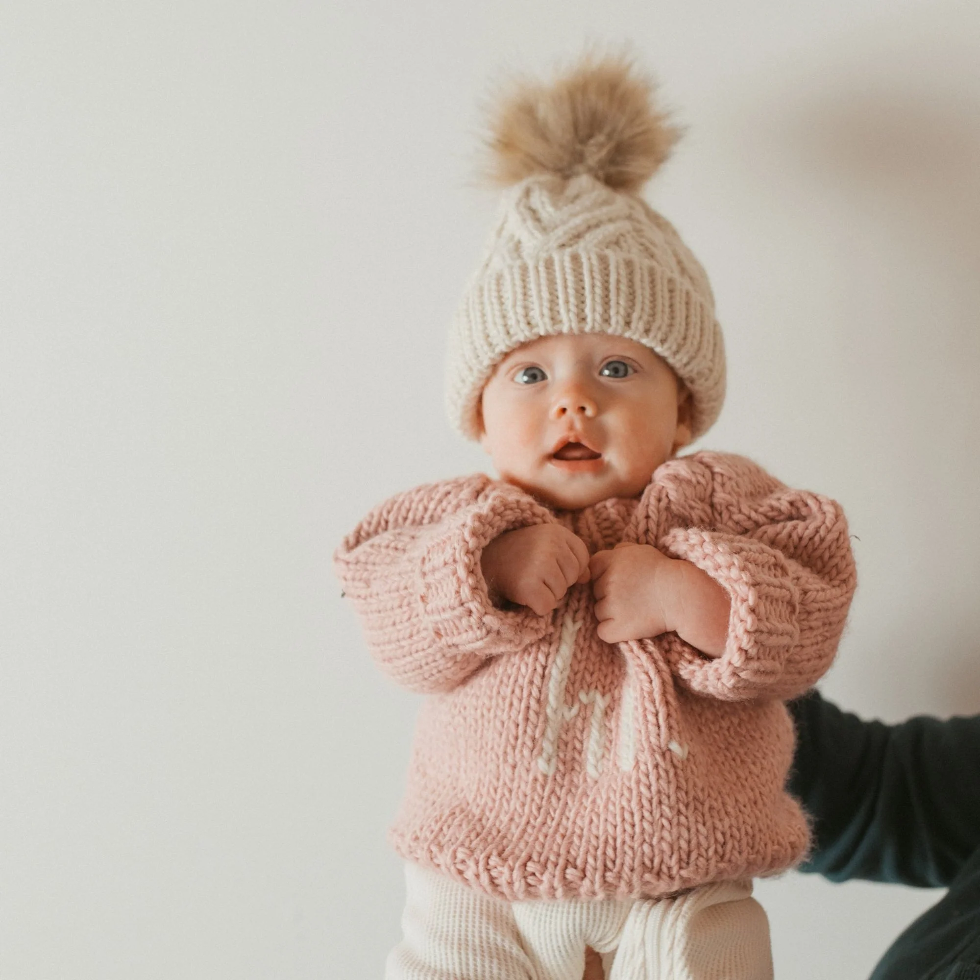 Pop Pom Knit Hat - Natural by Huggalugs - Image 4