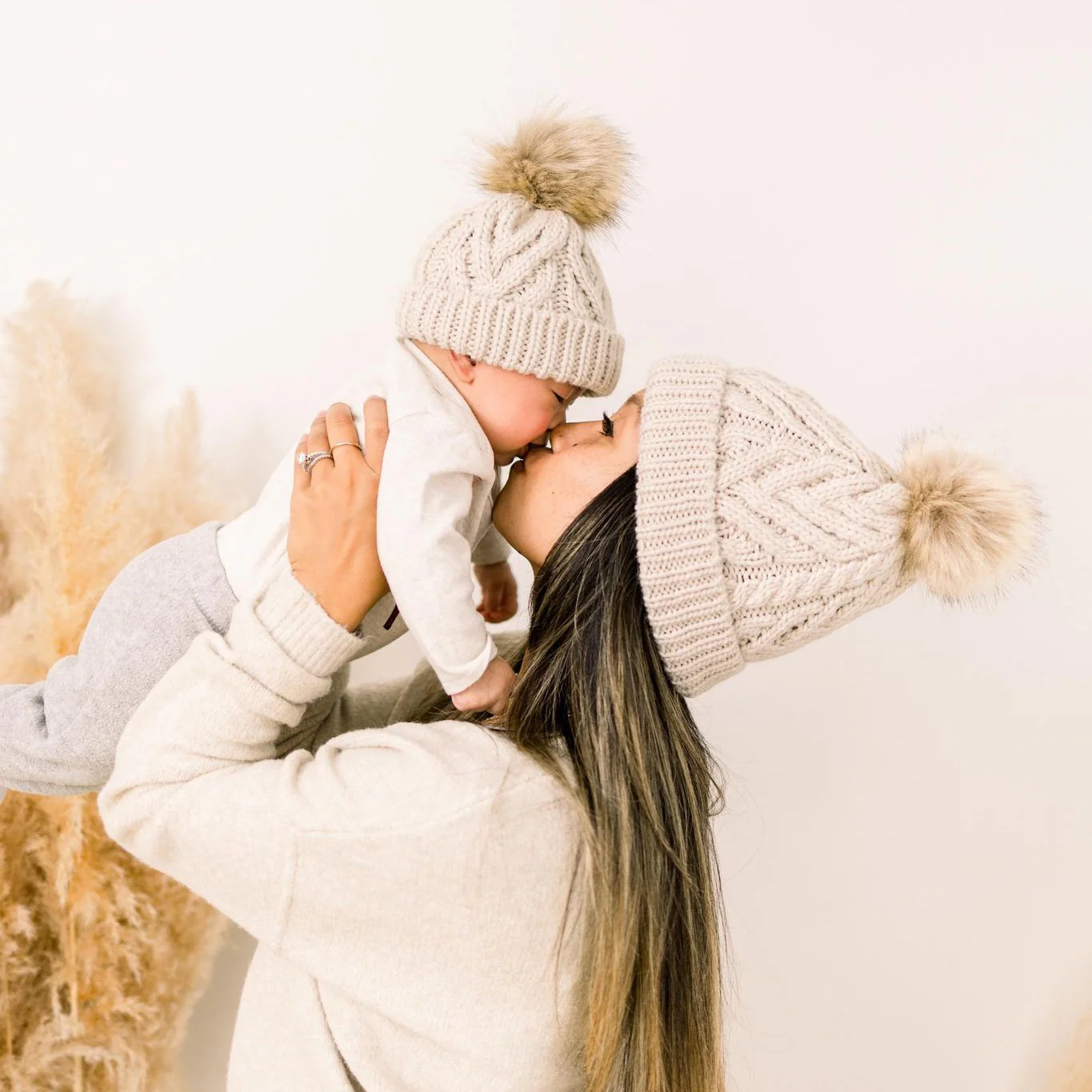 Pop Pom Knit Hat - Oatmeal by Huggalugs - Image 3