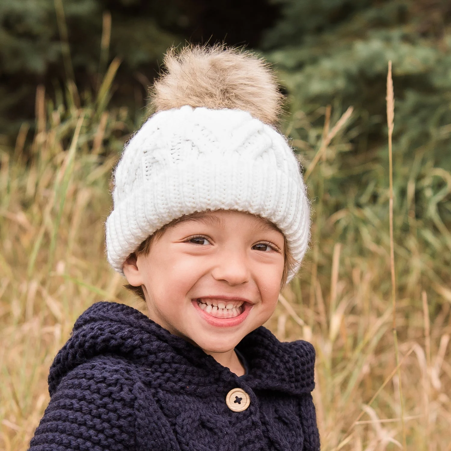 Pop Pom Knit Hat - Winter White by Huggalugs - Image 4