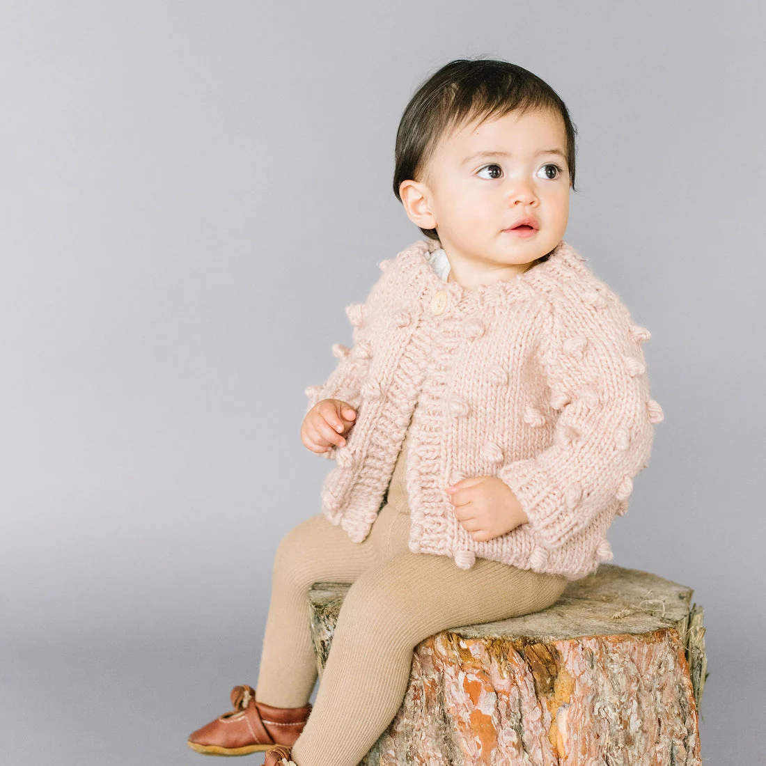 Popcorn Hand Knit Cardigan Sweater - Blush by The Blueberry Hill - Image 3
