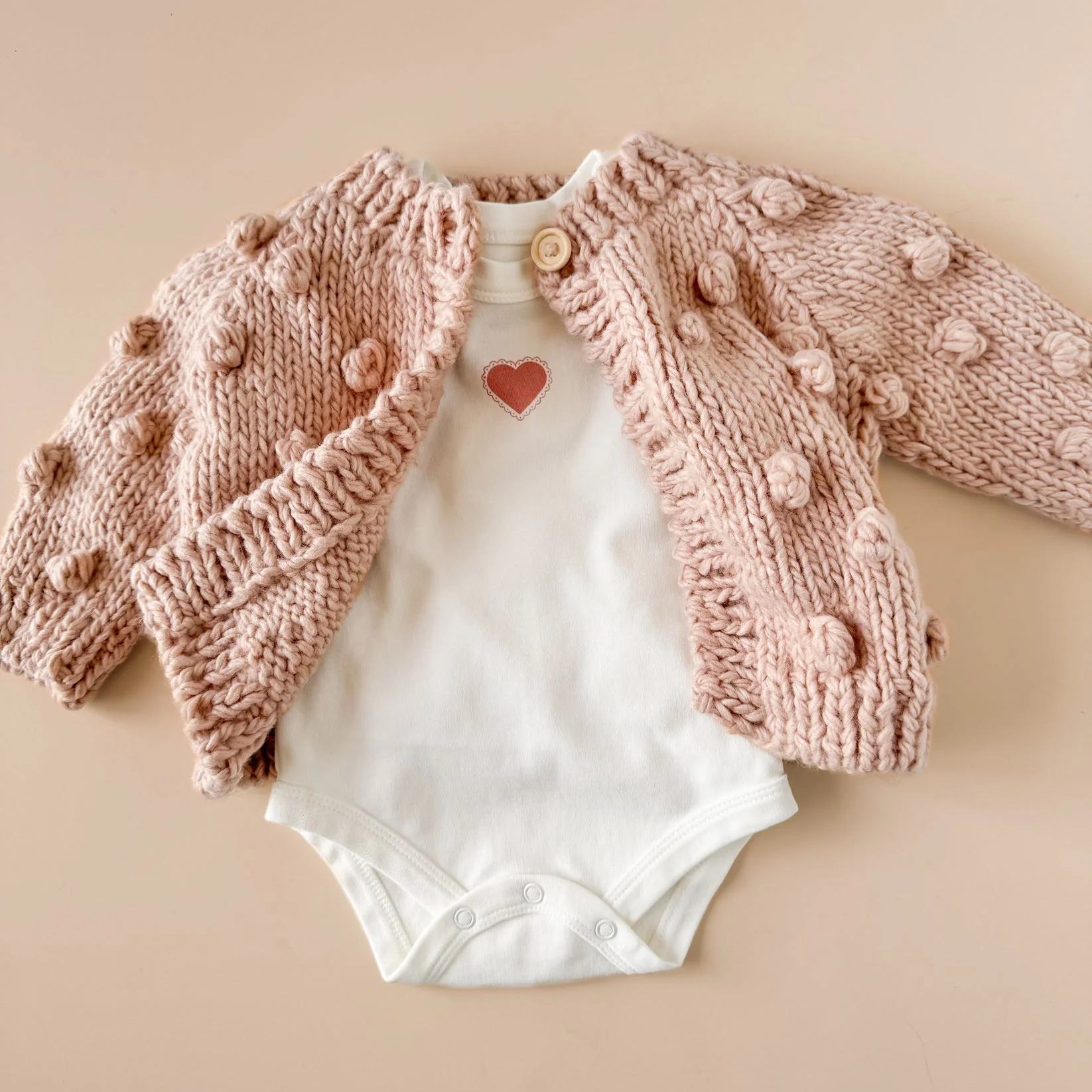 Popcorn Hand Knit Cardigan Sweater - Blush by The Blueberry Hill - Image 4