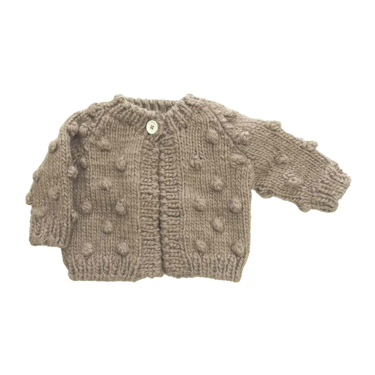 Popcorn Hand Knit Cardigan Sweater - Flax by The Blueberry Hill