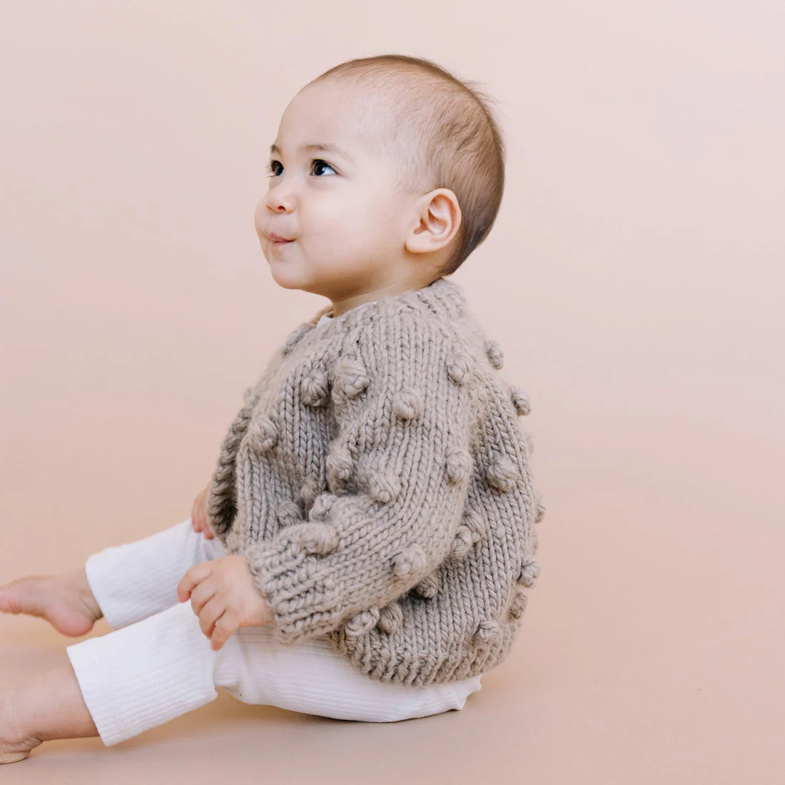 Popcorn Hand Knit Cardigan Sweater - Flax by The Blueberry Hill - Image 2