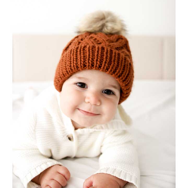 Pop Pom Knit Hat - Chili by Huggalugs - Image 3