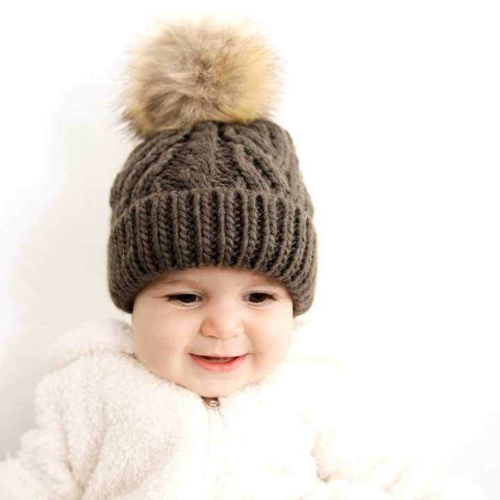 Pop Pom Knit Hat - Loden by Huggalugs - Image 3